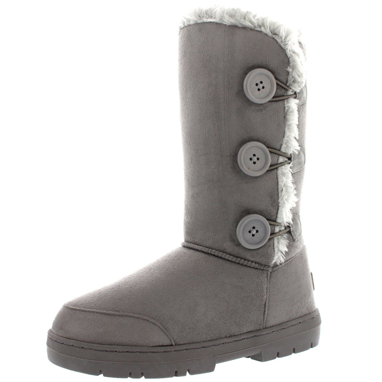 Holly Womens Triplet Button Waterproof Winter Snow Boots - Grey - 7-40 - AEA0155