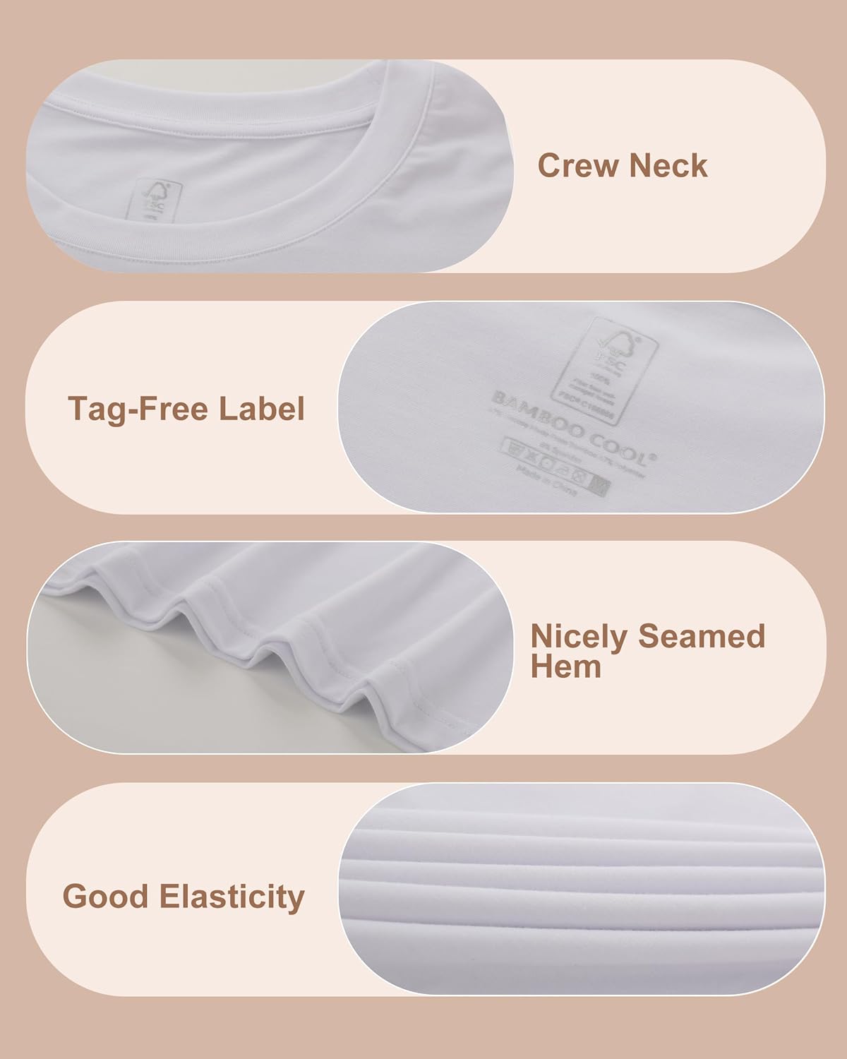 BAMBOO COOL Women's T Shirts Classic Short Sleeve Fit Tops for Women Casual Fitted Tees - Image 5