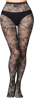 Fishnet Tights Patterned Fish Net Stockings Floral High Waist Pantyhose Black Lace Thigh High Stocking Party Halloween