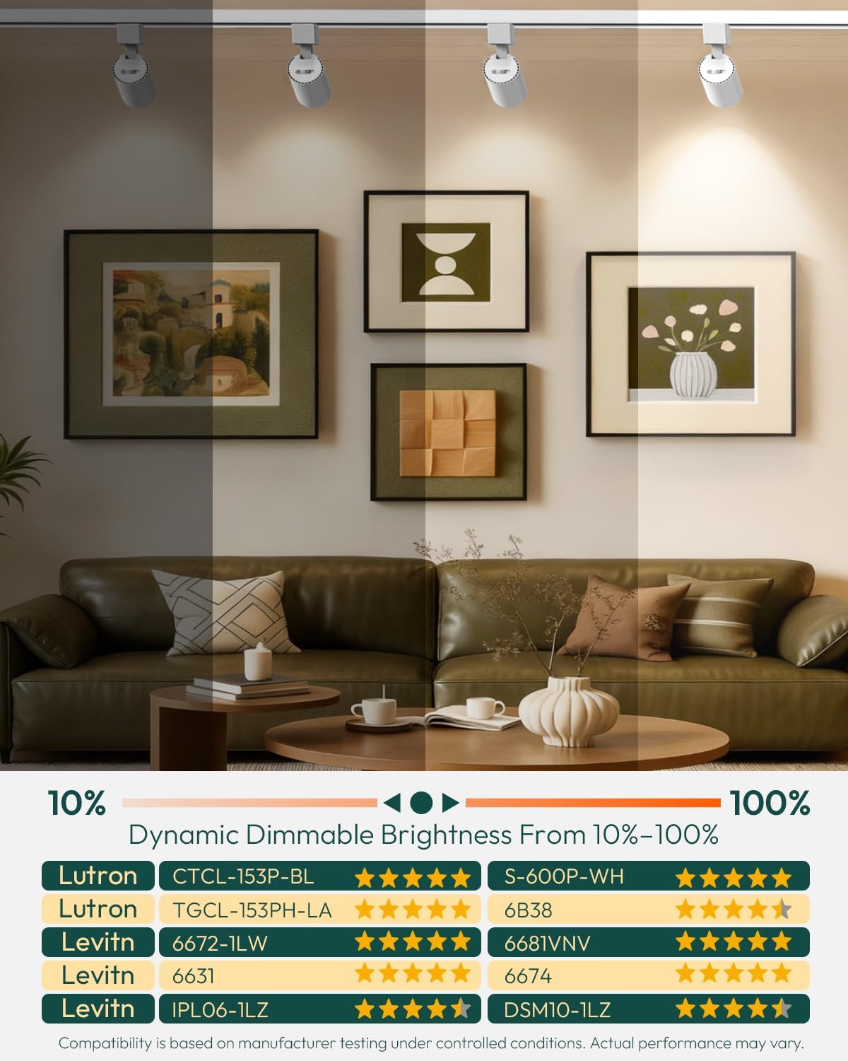 ALAMPEVER 6 Pack LED Track Lighting Heads, Dimmable J Type LED Track Lights with 5 Selectable Color Temperatures, 2700K/3000K/3500K/4000K/5000K, 10W, 800LM, 36°, Ideal for Home Commercial Use, White