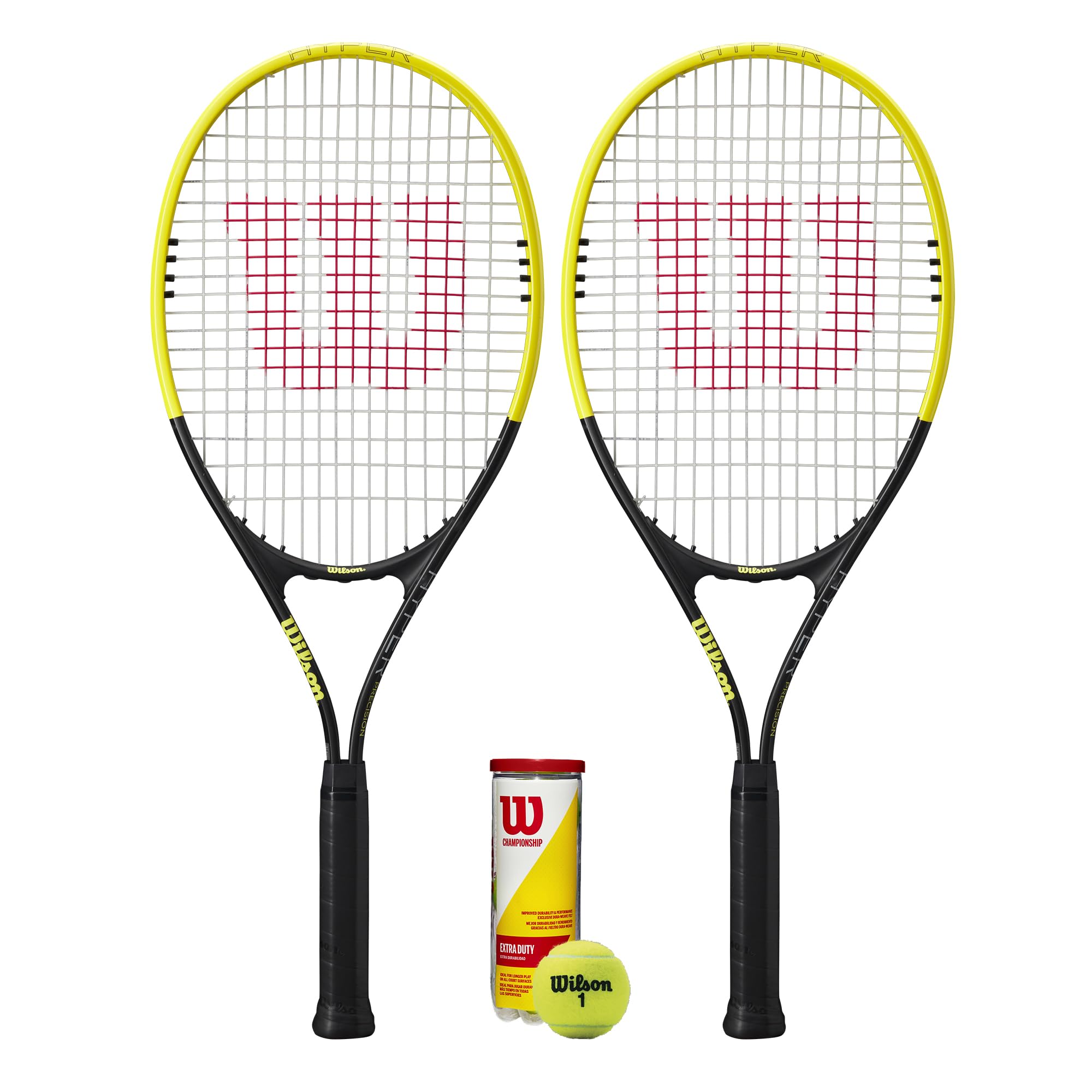 Wilson Hyper Precision Tennis Racket (Various Bundle Options) (Racket Twin Set & Tennis Balls)