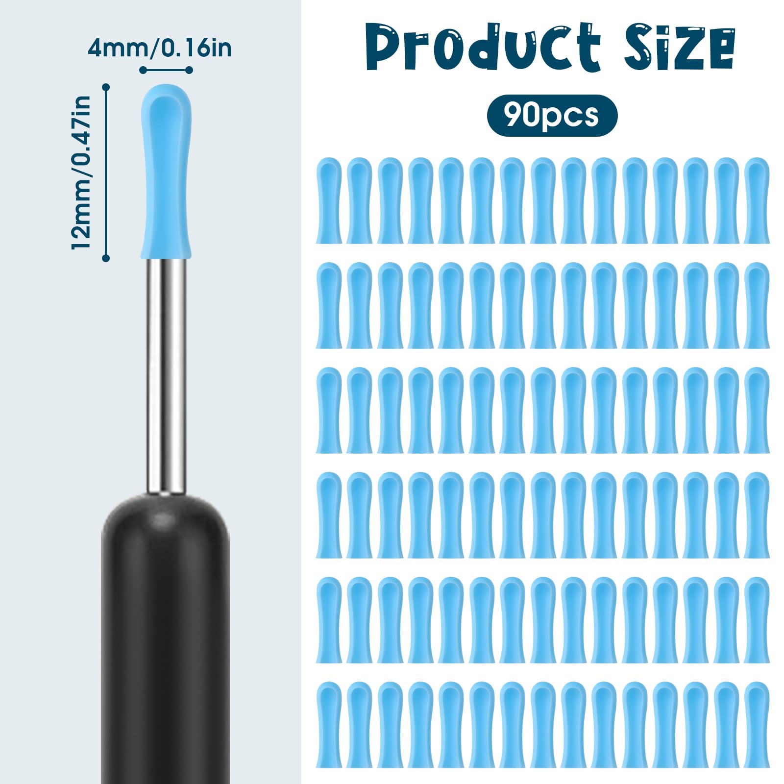 90 Pcs Ear Wax Removal Replacement Tips Replacement Tips Ear for Wet/Dry Ear Wax Cleaning Ear Spoons Accessories Set for Adults Ear Wax Removal Endoscope