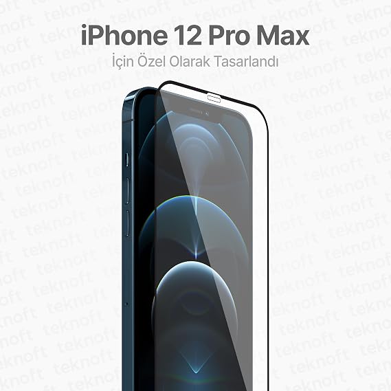 Easy Installation Kit for Teknoft iPhone 12 Pro Max Smooth Laser Cut Premium Screen Protector Unbreakable Glass That Provides Extra Reinforced Full Protection That Never Leaves Dust Under the Glass When Installing