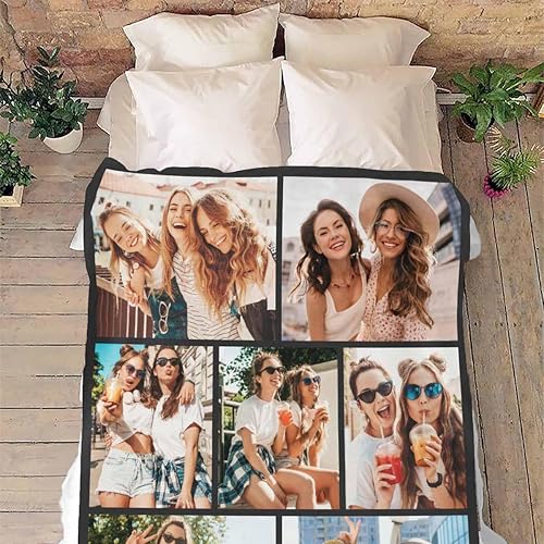 Miniatura 4 de Manta personalizada de mejores amigos con fotos, manta de cama personalizable con collage de imágenes de pareja para esposa, esposo, día de San