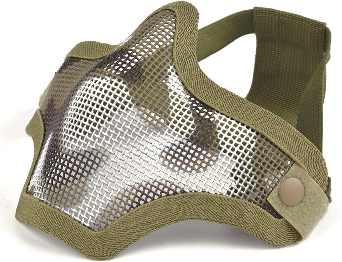 Outgeek Airsoft Half Face Mask Steel Mesh and Goggles Set for Halloween and Xmas (Khaki Set) 1 : Sports & Outdoors