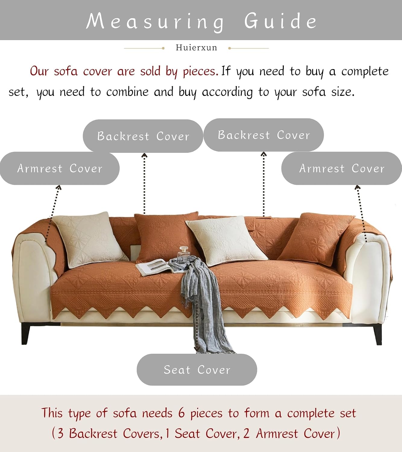 Diamond Quilted Sectional Couch Cover Luxury Vintage Cotton Embroidery Sofa Cover Farmhouse Seat Cushion Cover Anti-Slip Sofa Slipcovers Furniture Protector for Dogs Cats (Orange,36"x70")
