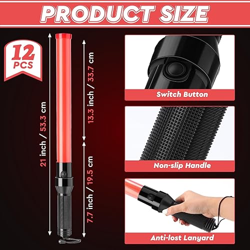 Miniatura 2 de Kanayu Varita de tráfico de señal, bastón de control de tráfico LED, con 3 modos intermitentes, varita de control de seguridad para guía de