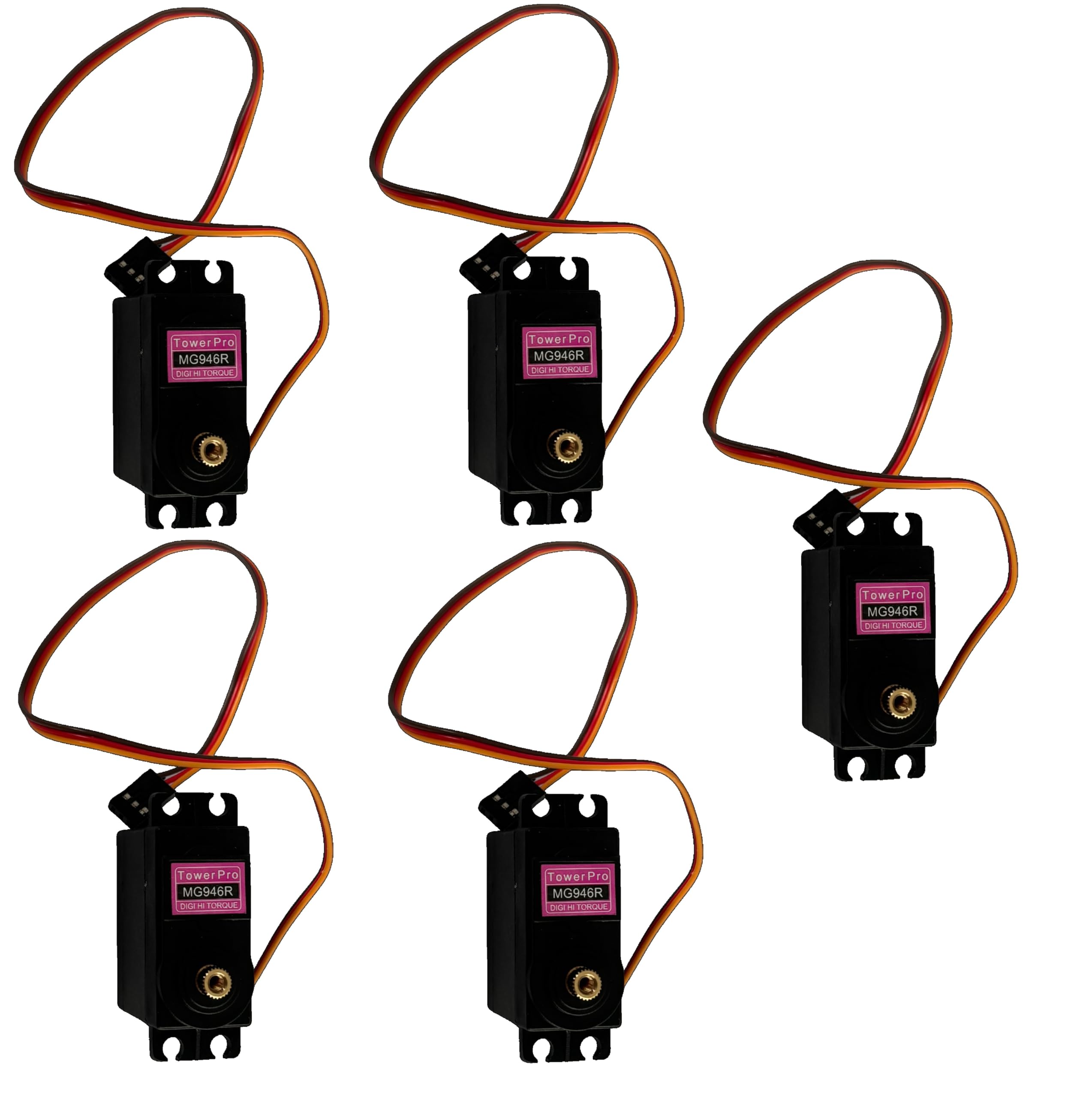5 x MG 946R Servo Motore Digitale ad Alta Coppia con Ingranaggi Metallici, Include Accessori di Montaggio e Cavo