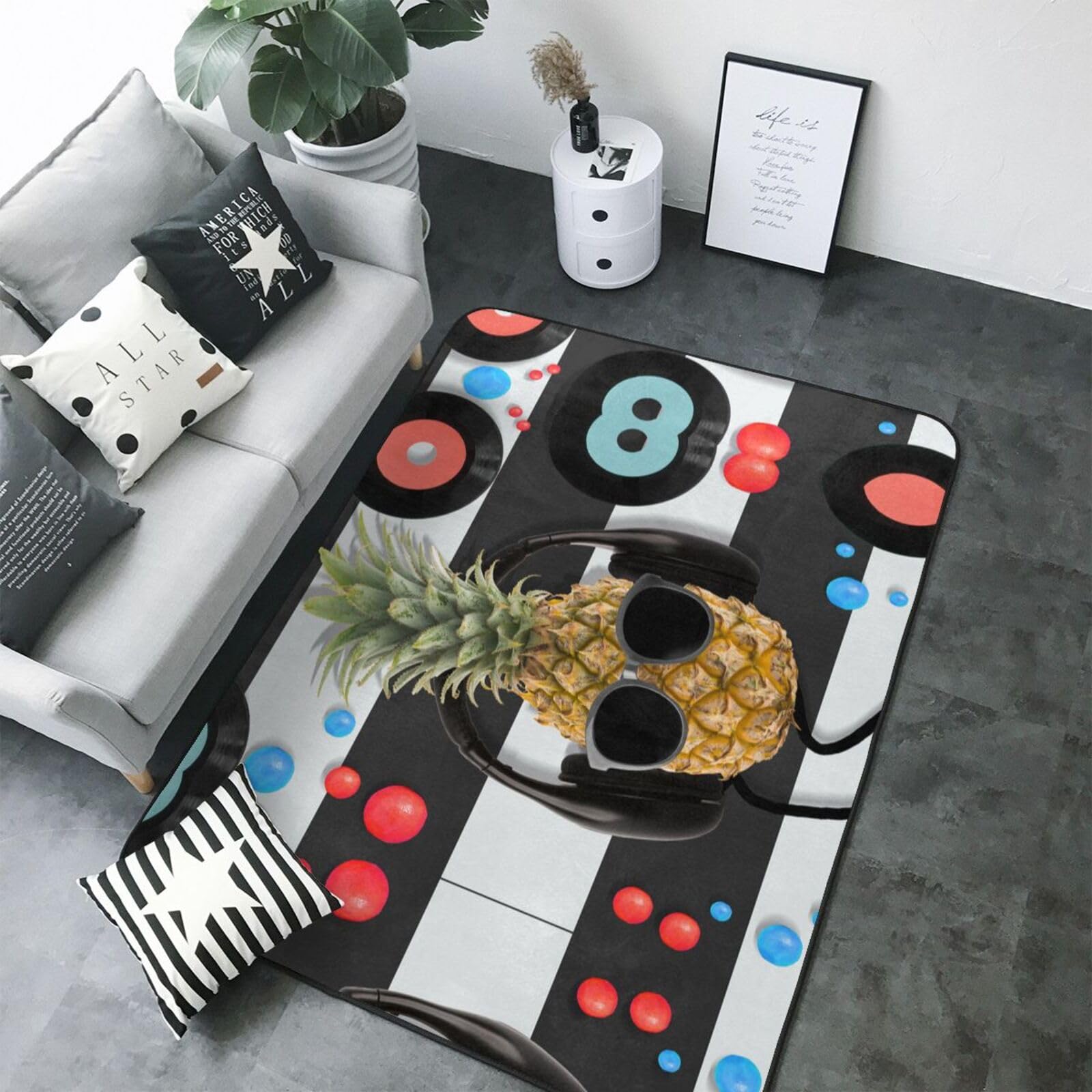 Tapis de salon doux motif ananas pour créer un nid douillet