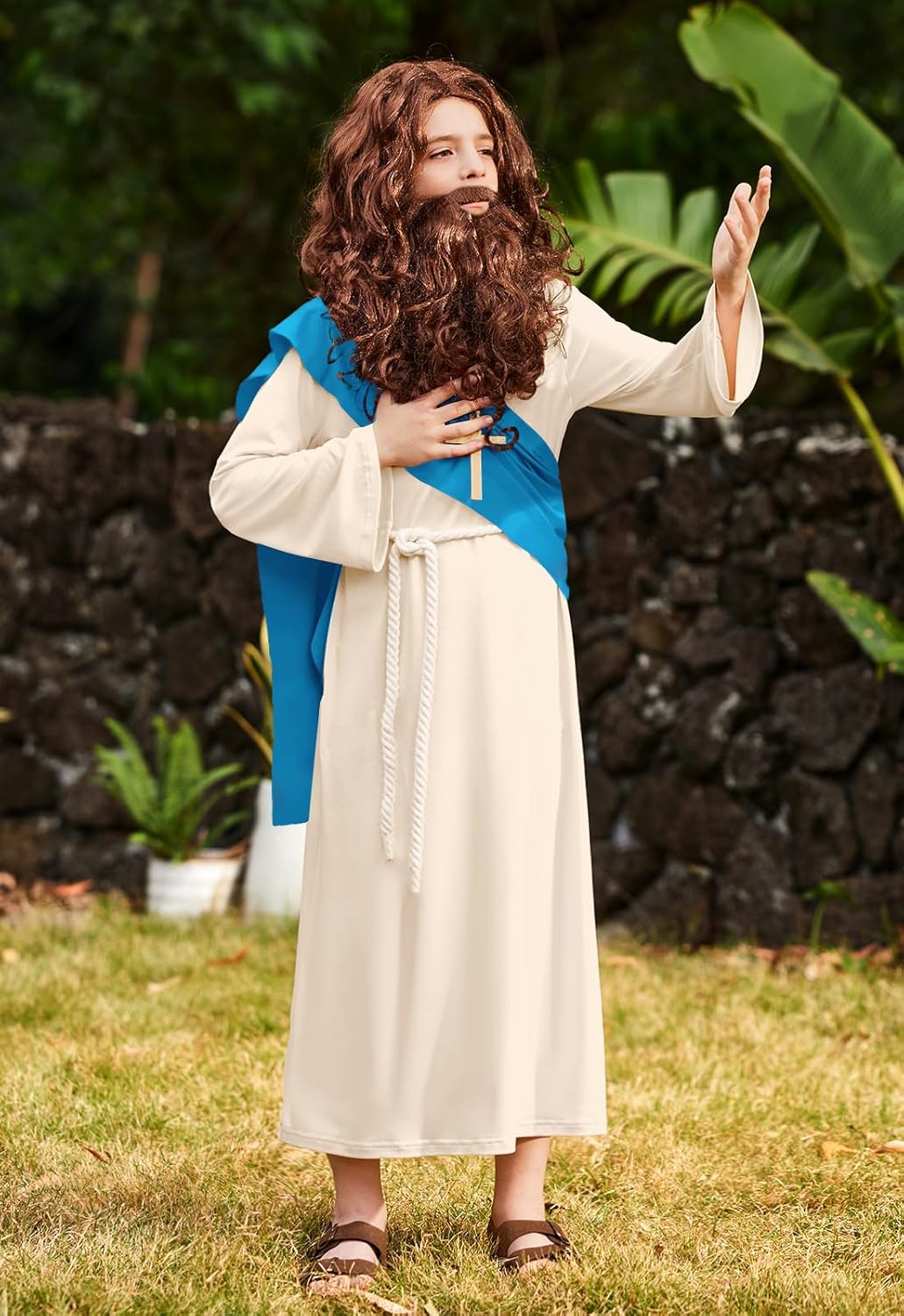 BesserBay Kids 7 Pieces Jesus Costume Religious Biblical Saint Outfit Set 6-14 Years