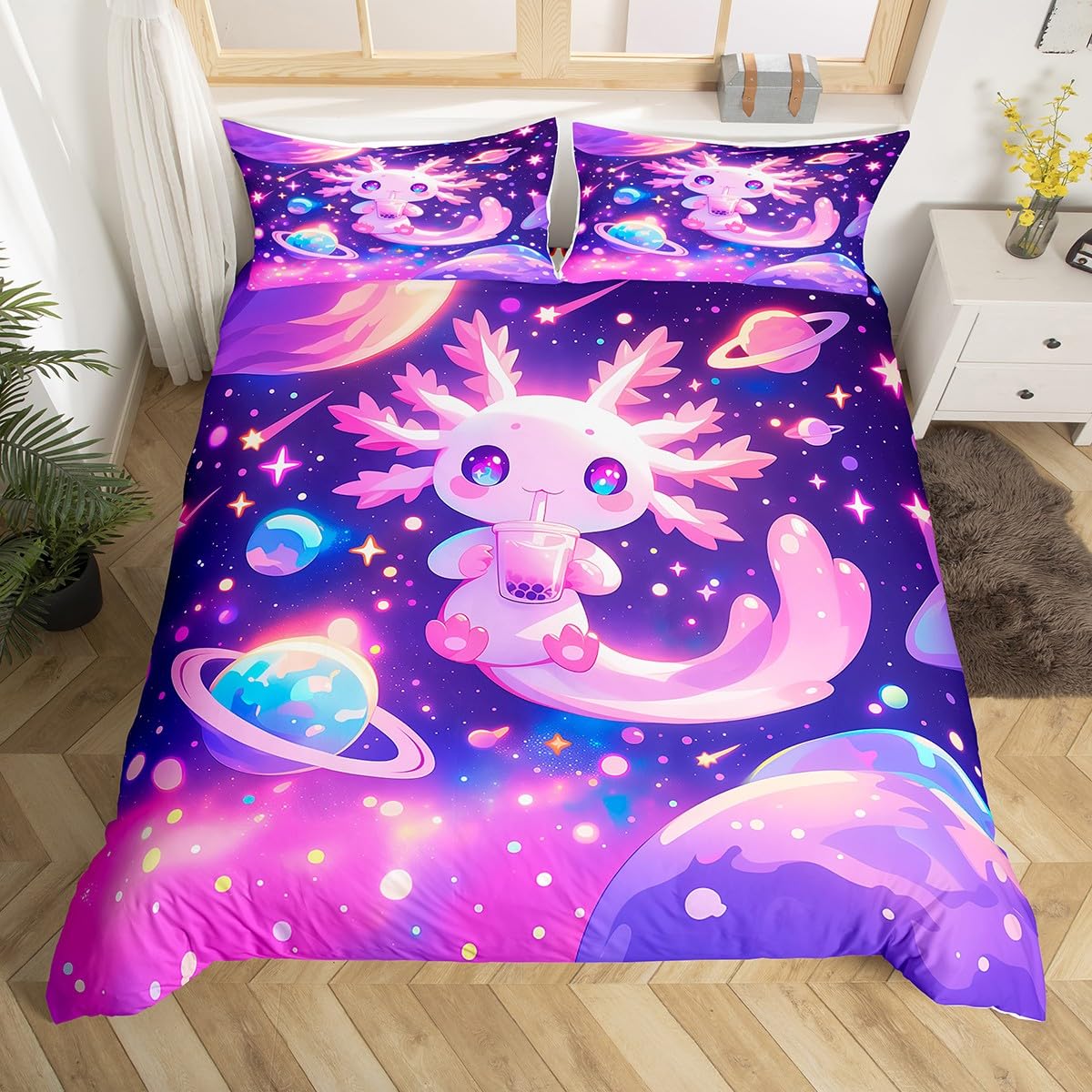 richhome Kids Cute Axolotl Comforter Cover Single Size