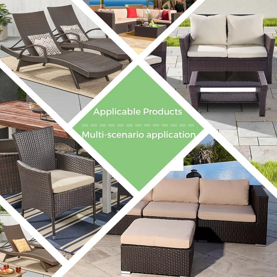 Miniatura 6 de Kit de reparación de mimbre, marrón oscuro moteado, material de polietileno para reparación de muebles de patio, 130 pies, alta resistencia