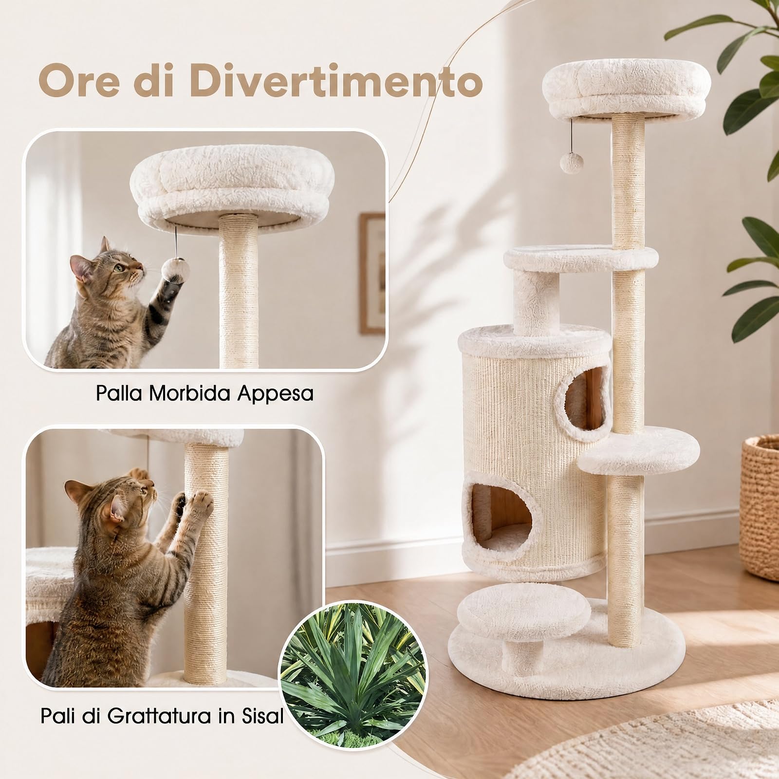 COSTWAY Albero per Gatti da Interno Alto 150 cm