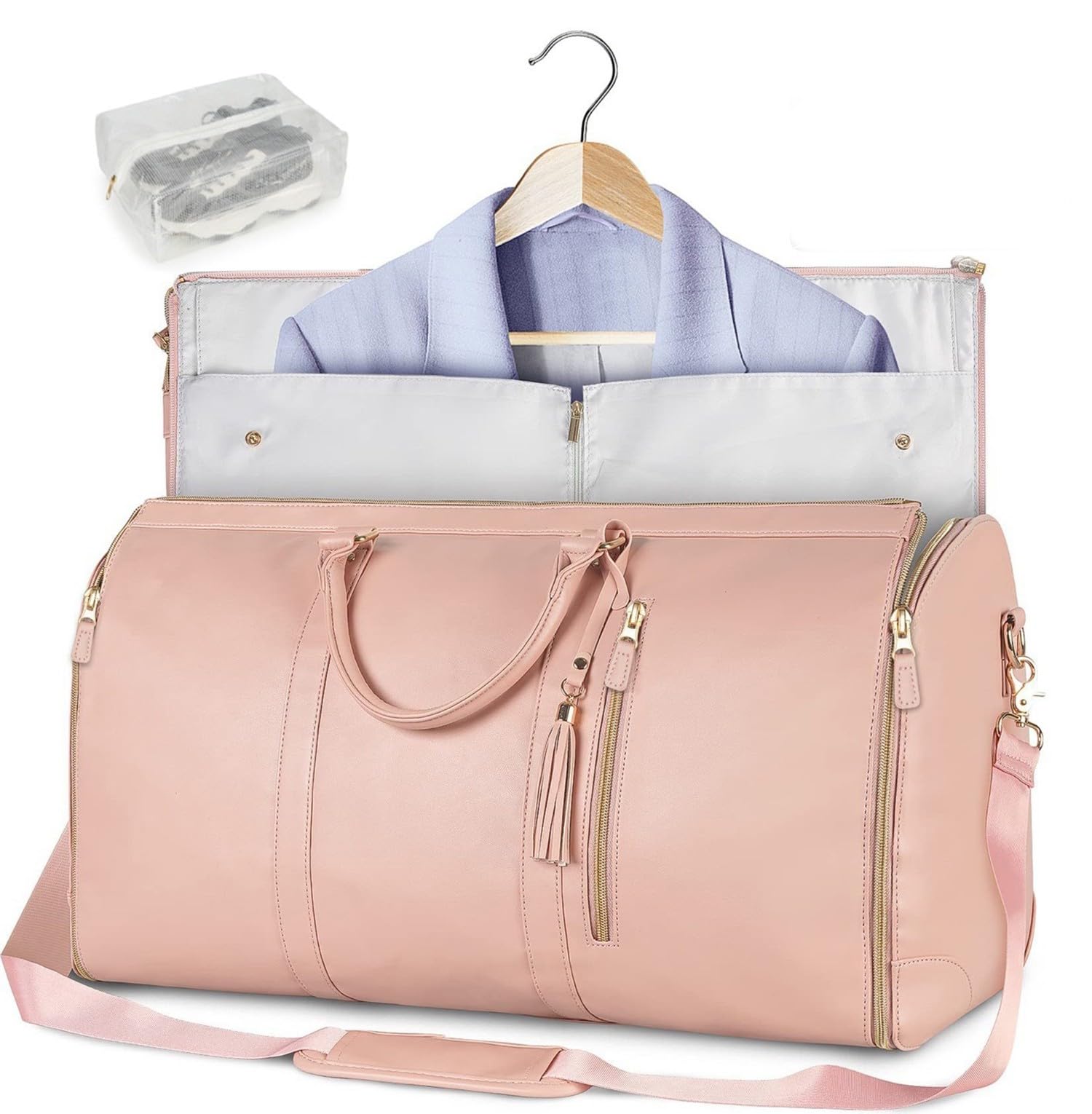 Leder-Anzugtasche Für Reisen, Faltbar, Anzugtasche Herren Reisetasche Damen Carry On Handgepäck Tasche Duffle Bag Für Jacken, Schuhe, Wochenendtasche, Organizer