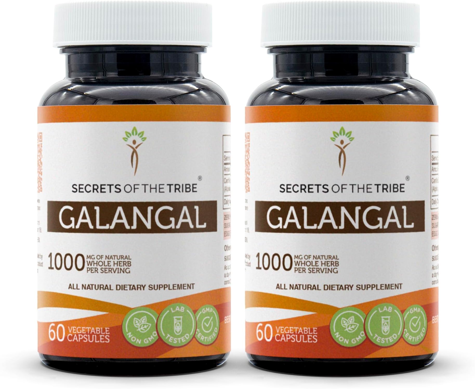 Secrets of the Tribe Galangal 60 Capsules (2 pcs.), 1000 mg, Galangal (Alpinia Galangal) Dried Root (2x60 Capsules)