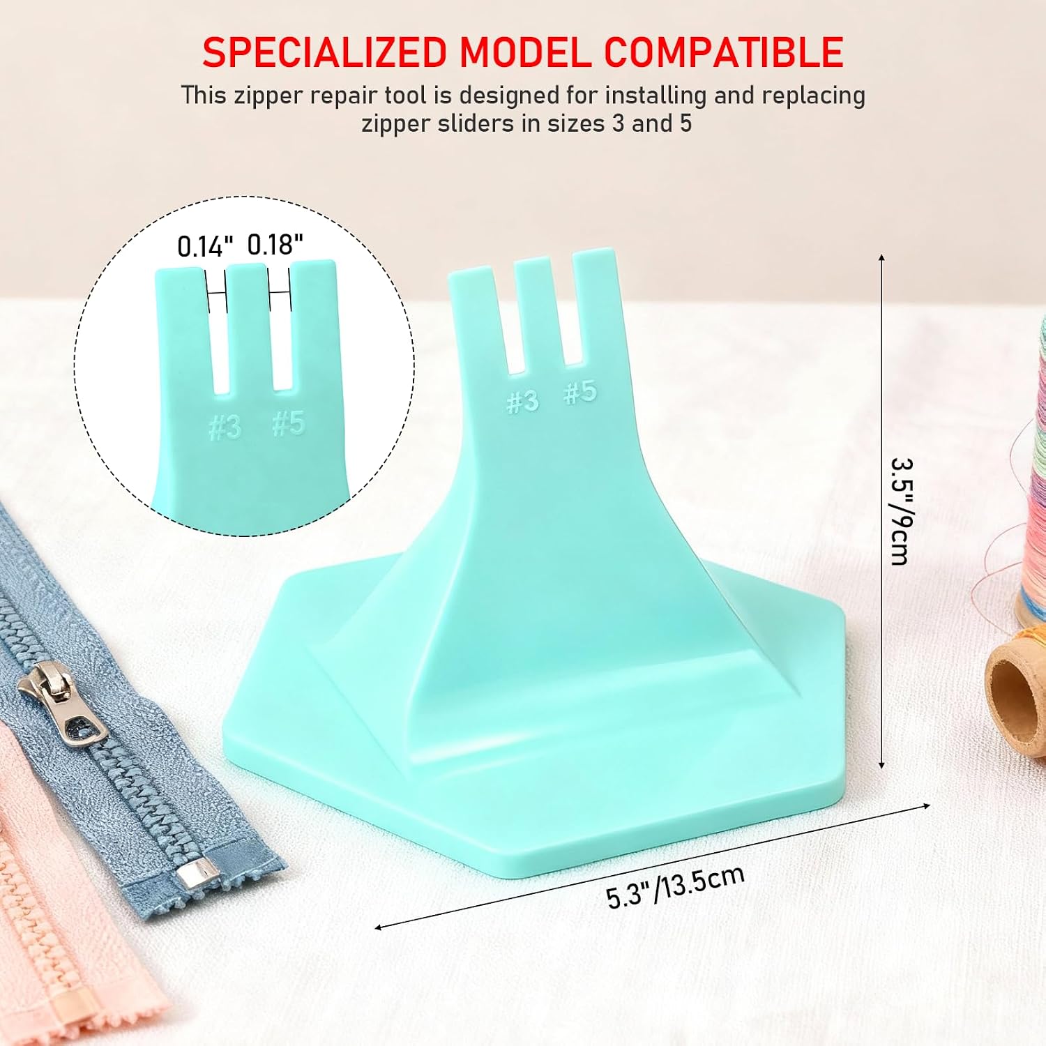 HUIKANGSHENG Zipper Jig Tool, Zipper Repair Tool for #3 & #5, Quick and Easy Installation for Pants, Dresses, Jackets