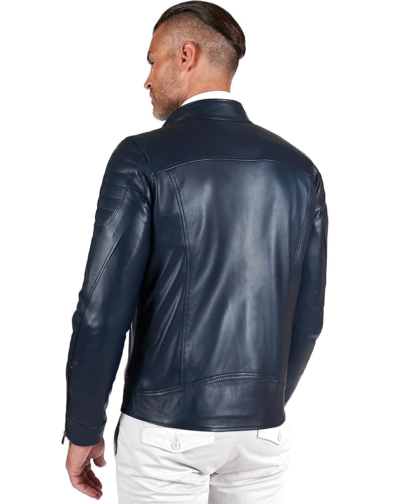 d arienzo giubbotto pelle blu uomo