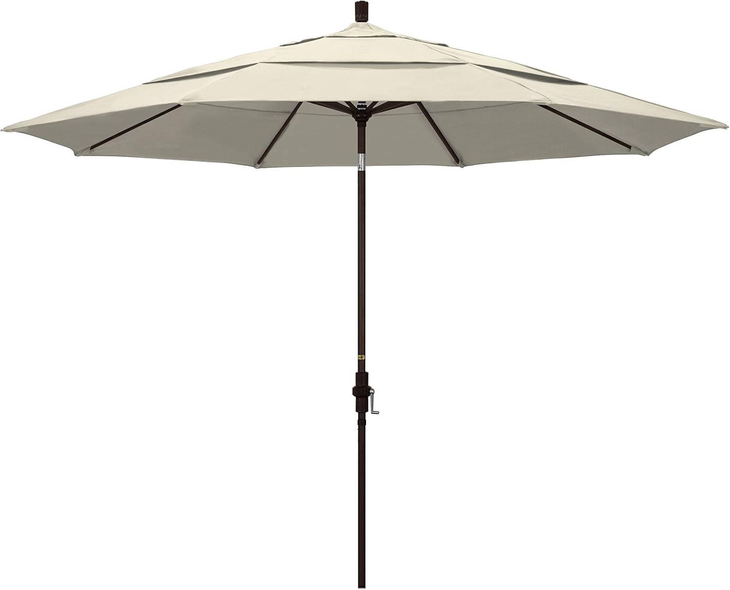California Umbrella 11' Round Aluminum Market Umbrella, Crank Lift, Collar Tilt, Antique Beige