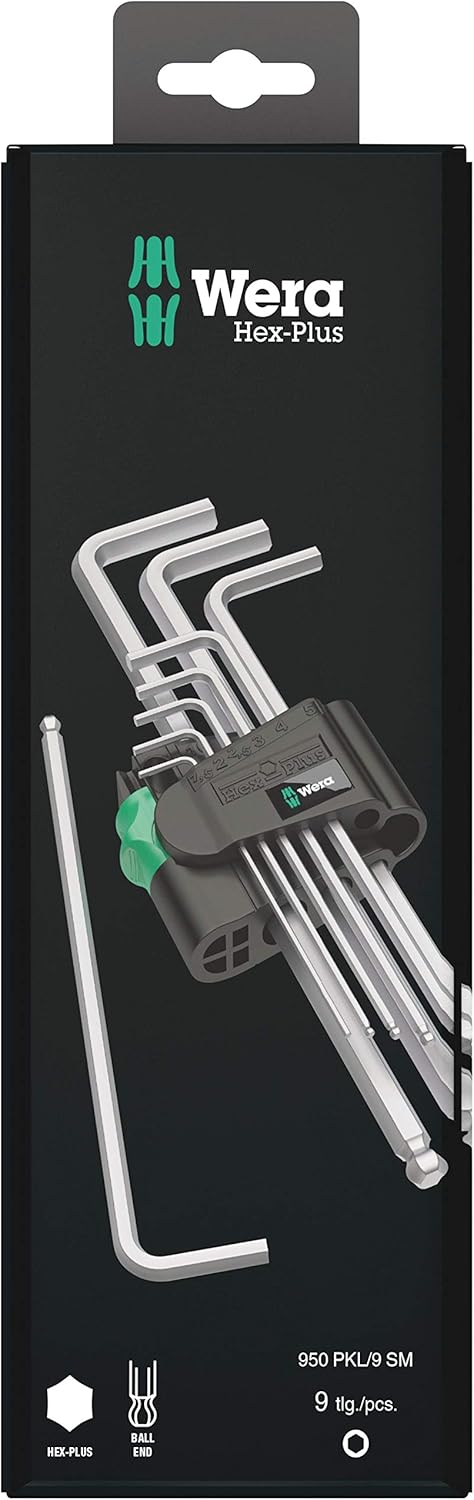Wera 950 PKL/9 SM SB L Anahtar Seti, Metrik, Krom Kaplama, 9 Parça