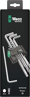 Wera 950 PKL/9 BlackLaser Ballpoint Hex L-Key Set, 9-Piece - Hex-Plus for 20% More Torque & Screw Protection