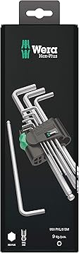 Wera 05073391001 950/9 Hex-Plus 1 SB L-key set, metric, chrome-plated, 9 pieces