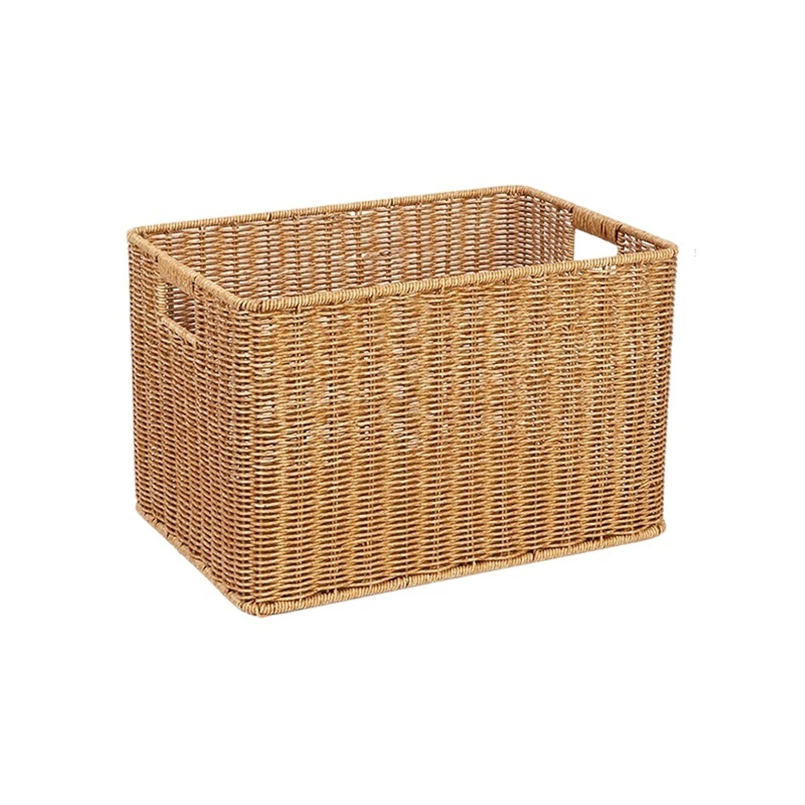 Folding Laundry Basket Household Storage Rectangular Hand Woven Large Box with Lid Bins Closet Organizer for Home Organizing