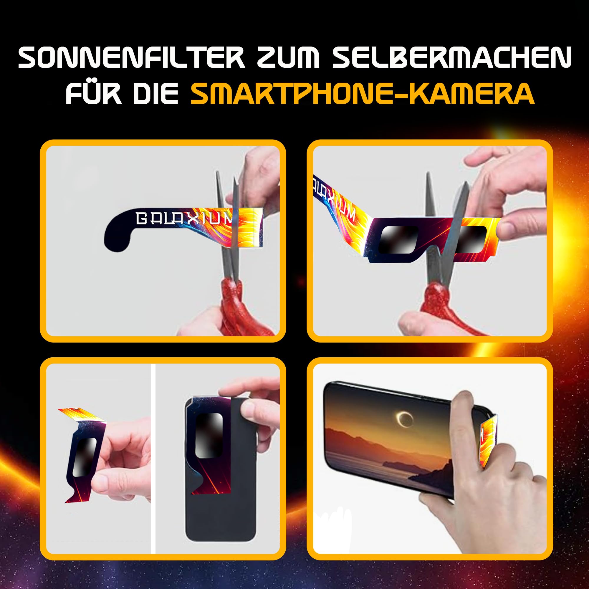 Galaxium 12/25/50/100er-Pack Sonnenfinsternis Brille ISO 12312-2 AAS Geprüft 2026 | Brillen Sonnenfinsternis | Schutzbrille für Sonnenfinsternis | Sonnenfinsternisbrille | Solar Eclipse Glasses