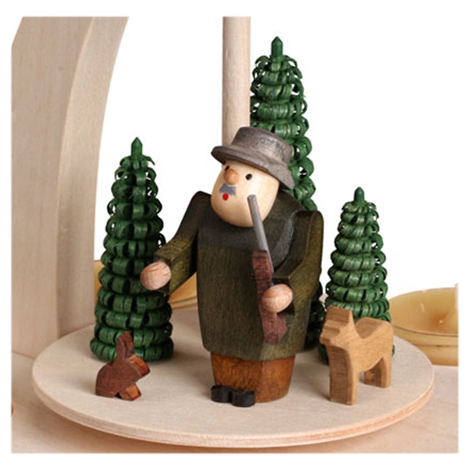 Piramide Di Natale In Legno 18 Cm - Arco Con Babbo Natale E Slitta - Seiffener Volkskunst - 3
