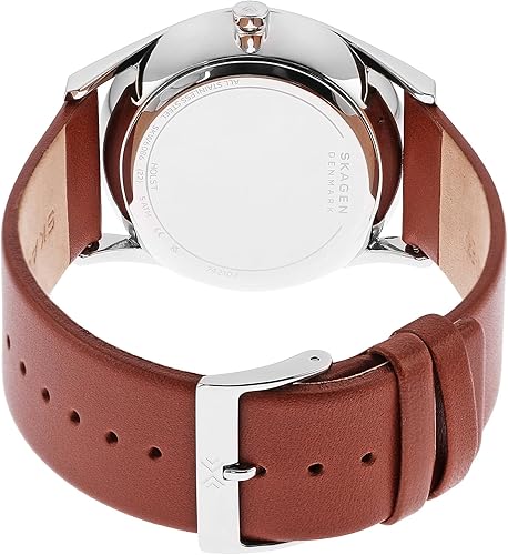 Vista 3 de Skagen Holst - Reloj de cuarzo de acero inoxidable para hombre estilo casual, SKW6086., talla única , Cuero marrón