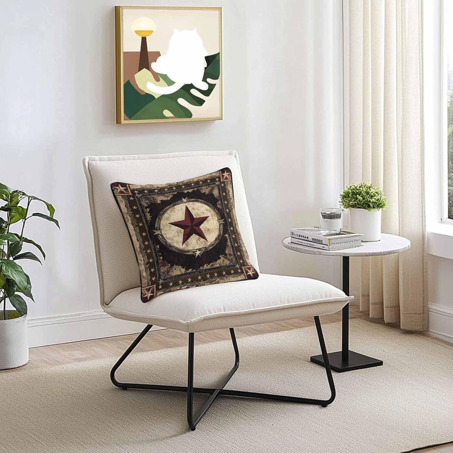 Outdoor Waterproof Throw Pillow Covers Set of 2 Texas Star Western Pillowcases 20x20 Inches Brown Rustic Farm Decorative Pillows Cushion Case Patio Pillows for Couch Bed Chair Garden