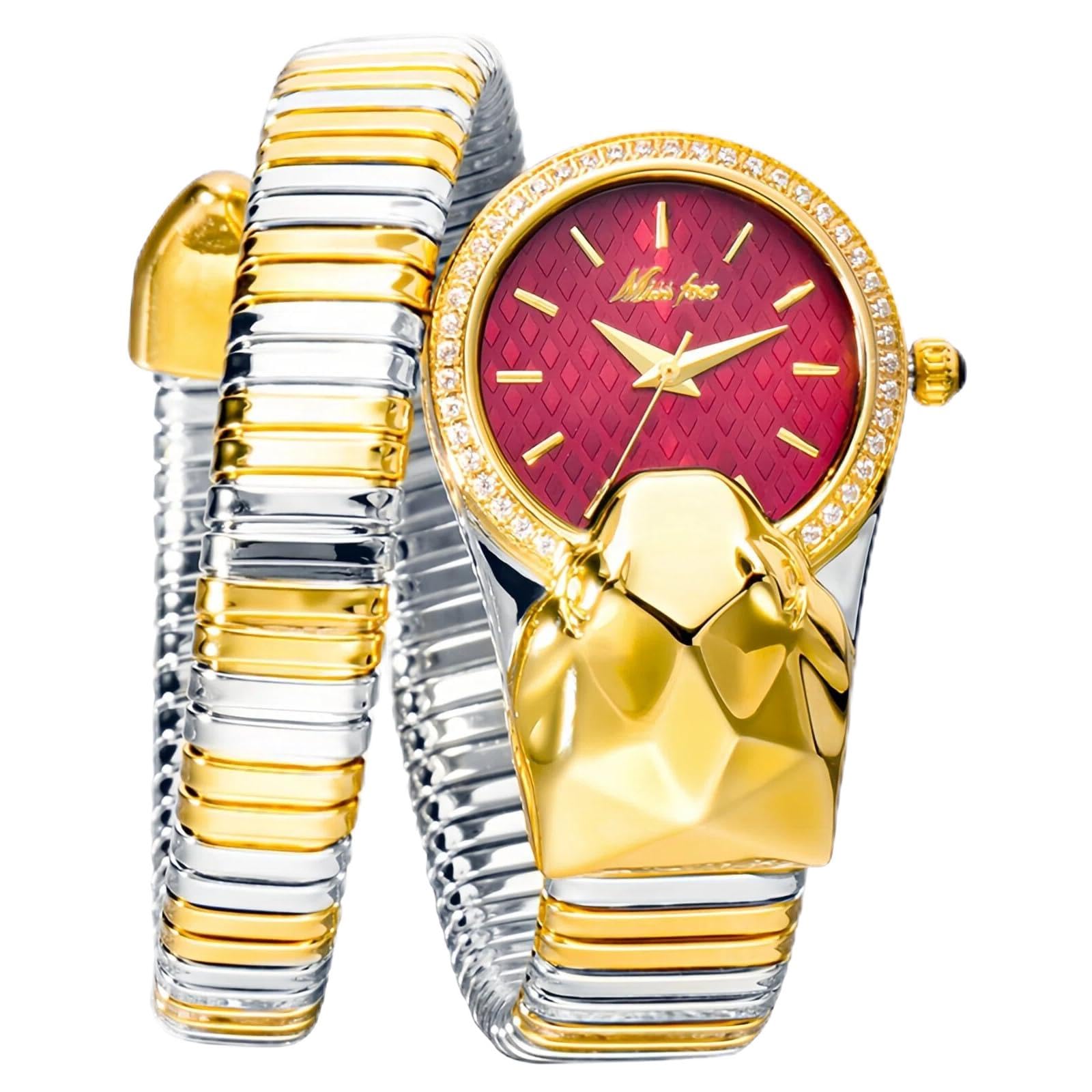 Fashion Trend - Orologio da polso da donna, al quarzo, con serpente intarsiato con diamanti, elegante bracciale a serpentina, orologi da donna, idea regalo
