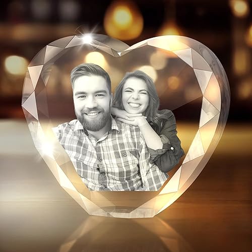 Foto de cristal 3D, regalos de fotos personalizados para mujeres, esposa, hombres, mamá, padre, parejas, vidrio óptico grabado con láser