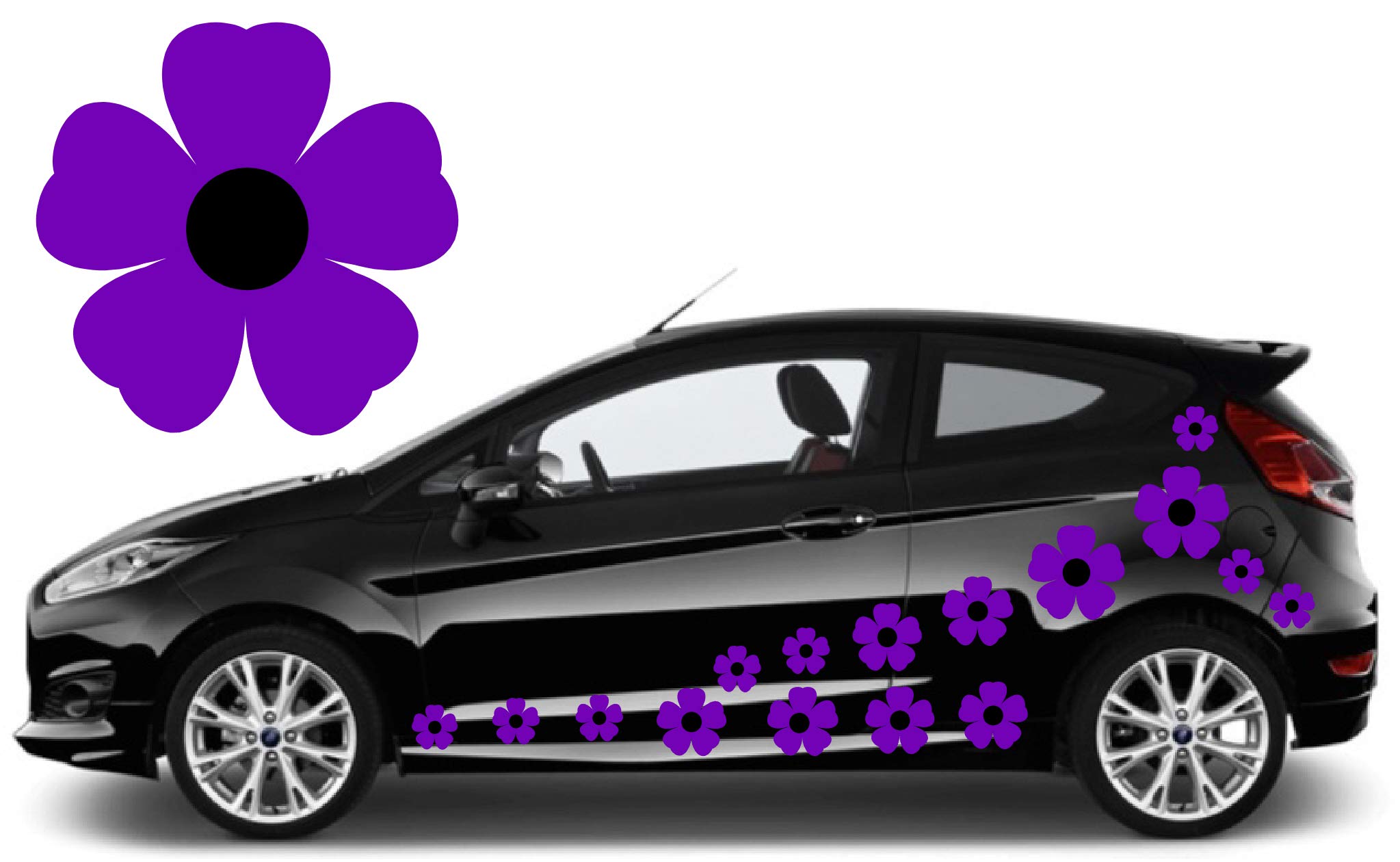 TEEZ 32 Purple & Black Flower Car Decals,Car Flower Stickers Graphics, Daisy Decals