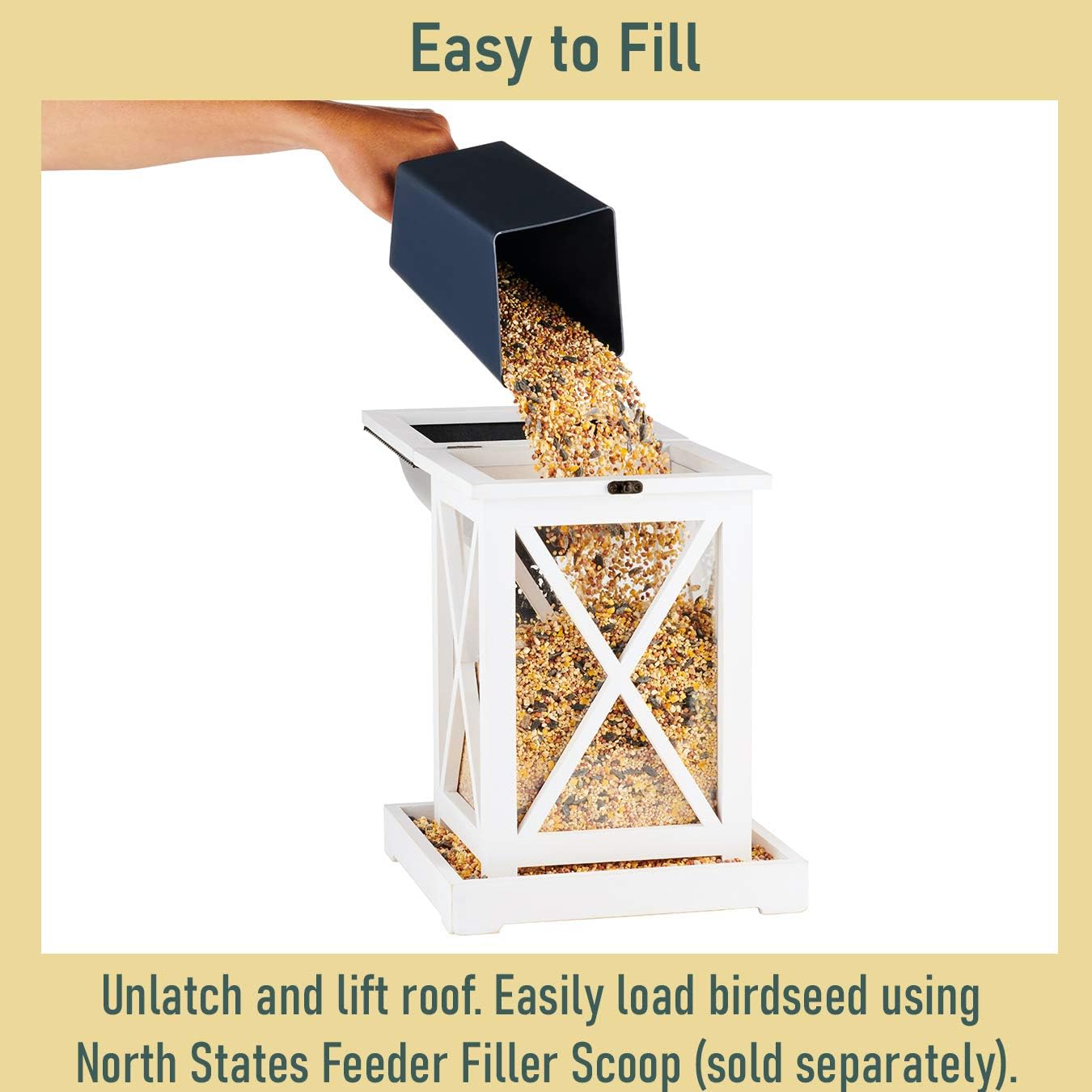 North States Nature's Yard - Large Lantern Bird Feeder: Wooden Bird Feeder for Outdoors, Holds 9 Pound of Seed