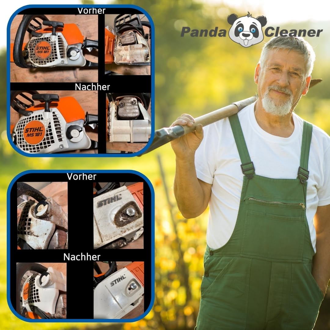 PandaCleaner nettoyant resine taille haie - Nettoyant pour tronçonneuse avec tête de pulvérisation - Dégraissant de résine 1000 ml