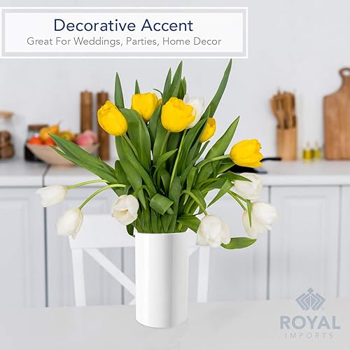 Miniatura 7 de Royal Imports Cilindros de jarrones acrílicos de flores, exhibición decorativa para centro de mesa para el hogar o la boda, plástico irrompible, 5 x