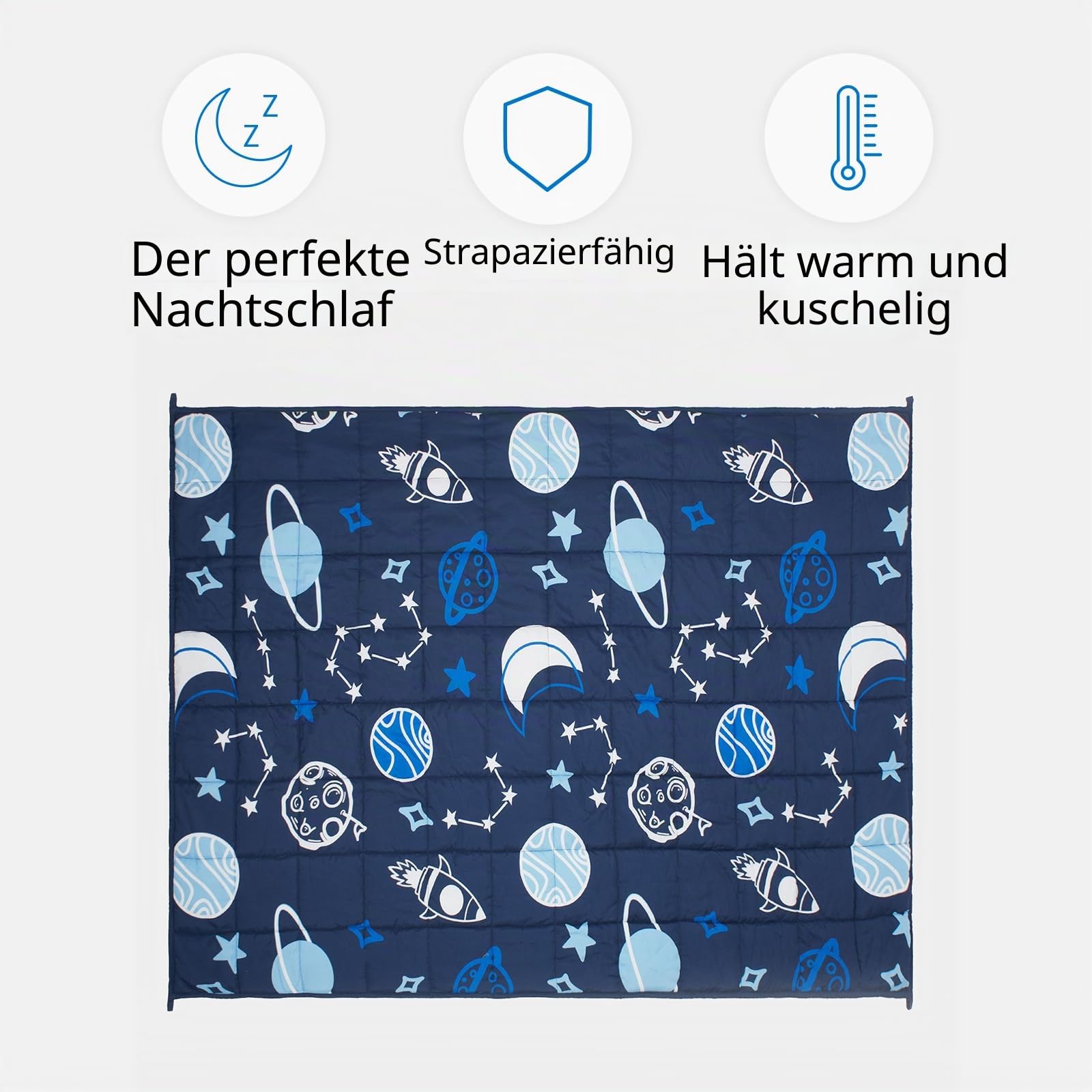 OHS Gewichtsdecke 3kg Star 100 x 150 cm Blau Weighted Blanket
