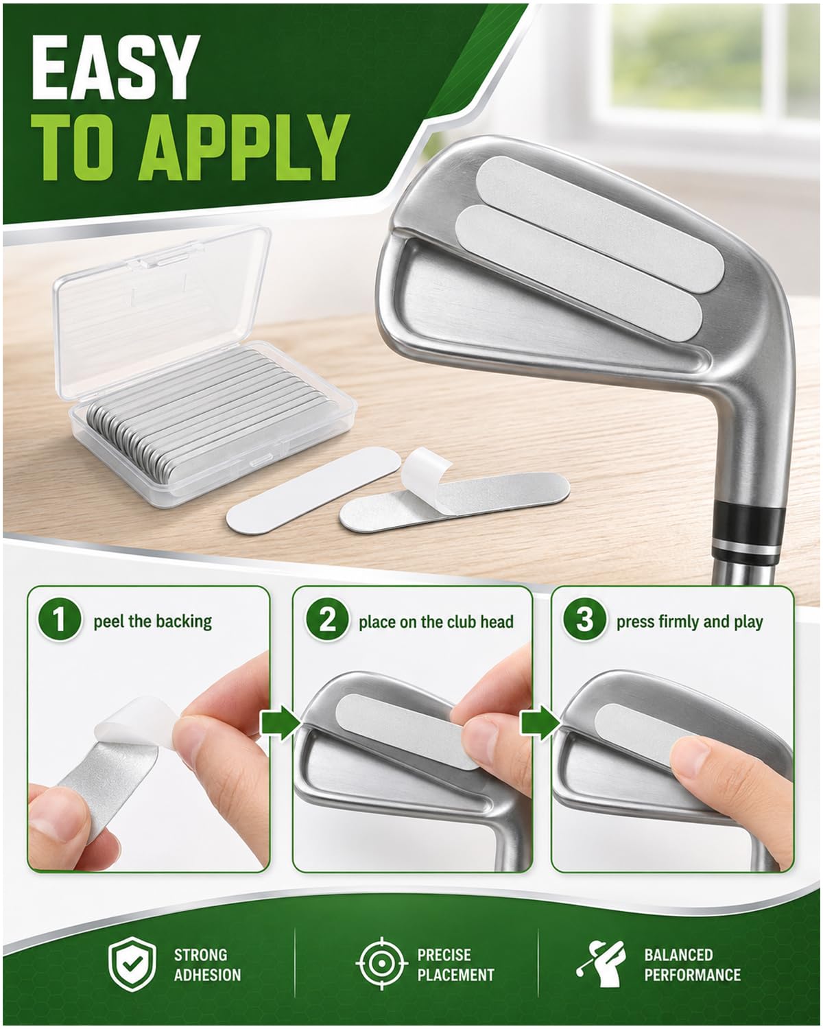 Nastro di Piombo da Golf, 30 Pezzi Strisce Argentee Autoadesive, Adesivo Standard per Peso Equilibrato, Accessori Golf Ottimali per Putter e Tennis