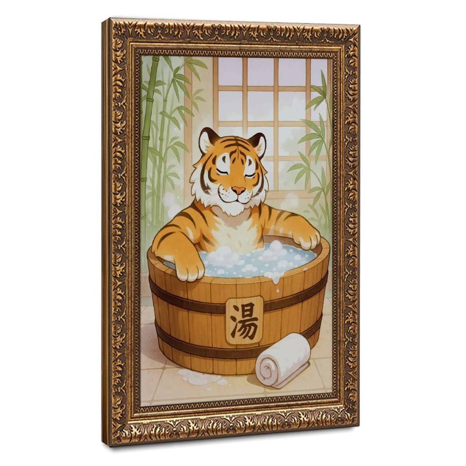 Bareronor Japanese Tiger Bath Canvas Poster Bedroom Decor Landscape Office Room Decor Gift 20" L X 30" W