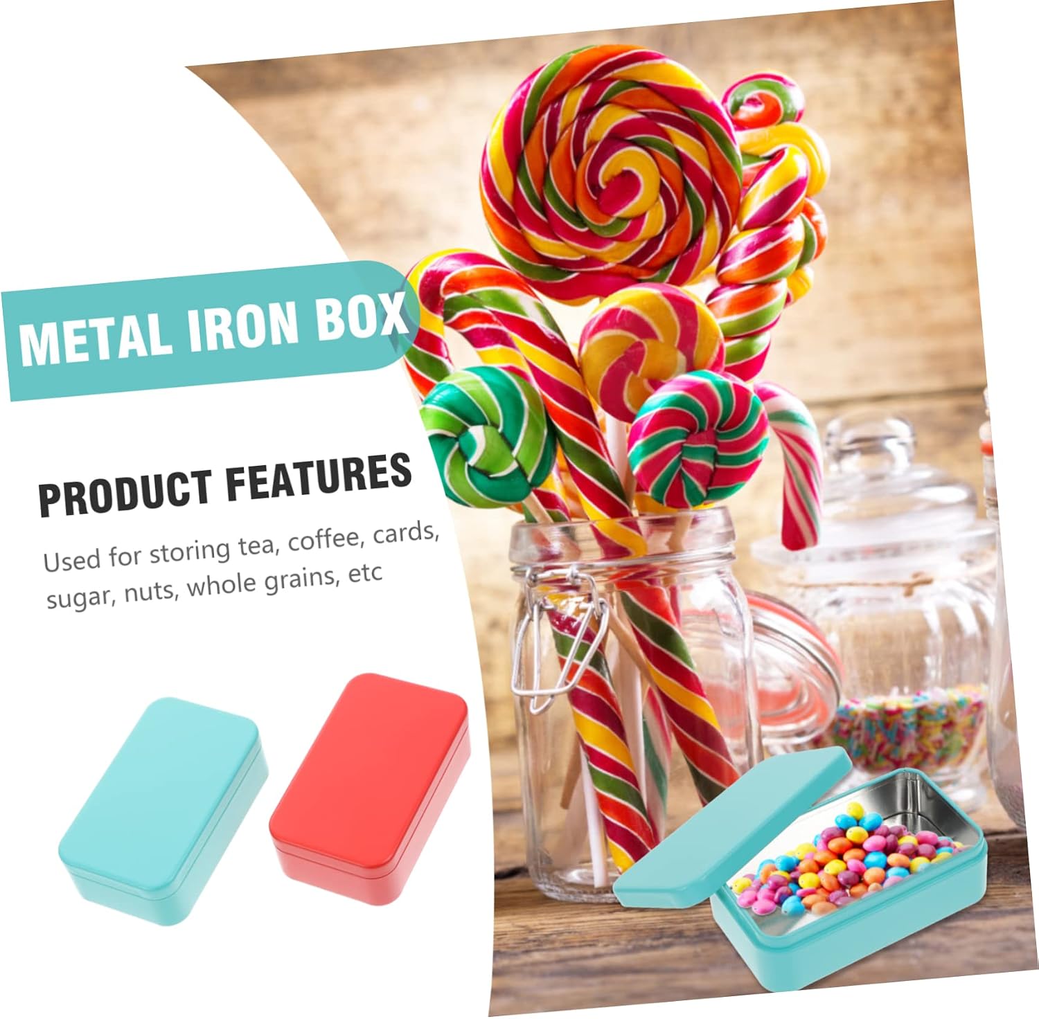 LABRIMP 4pcs Tinplate Business Metal Box Mini Portable Tea Canister Sealed Storage Can for Tea Bags Home Travel Essential Random Color image 5