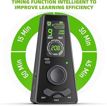 LEKATO Digital Metronome with Volume Control and Tempo Control Electronic Metronome with Timer Large Tempo Range Vocal Voice Beats for Piano Violin Guitar Ukulele and Drums (Black)