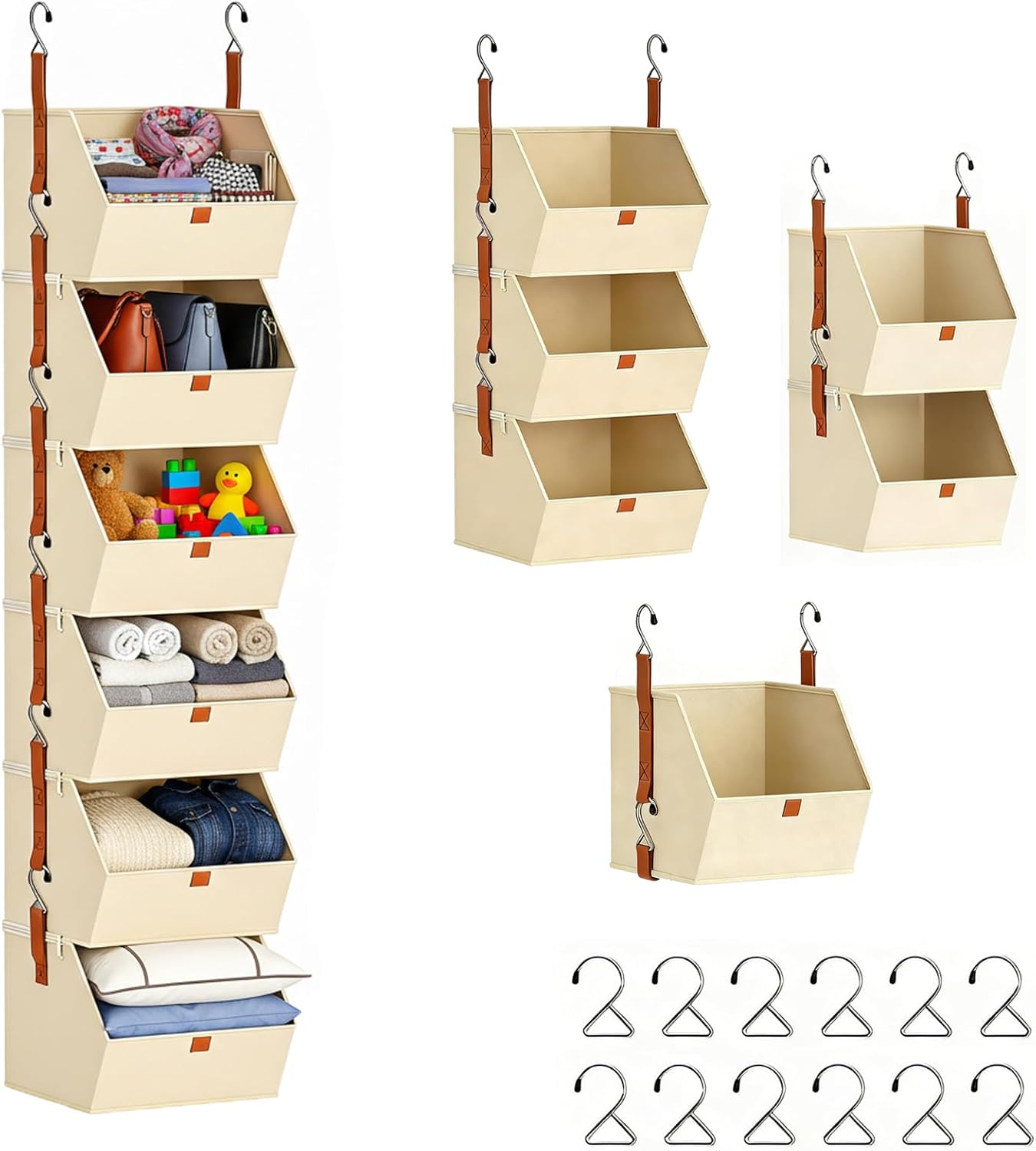 6-Tier Hanging Closet Storage Bins, Foldable Large Capacity Closet Organizers for Rv, Closet Hanging Basket with Space-Saving Vertical Design for Small Apartments, Dorms, Rvs