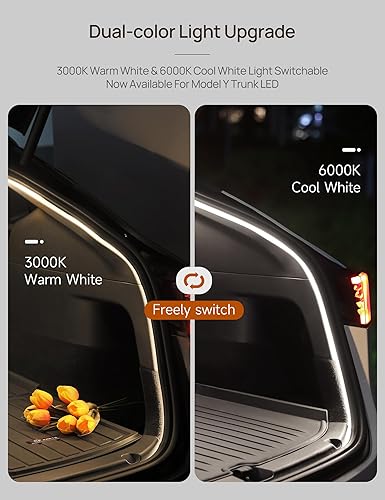 Miniatura 2 de TPARTS Tira de luz LED para maletero para Tesla Model Y 2021-2023, iluminación interior impermeable de silicona Tesla Model Y, fácil instalación