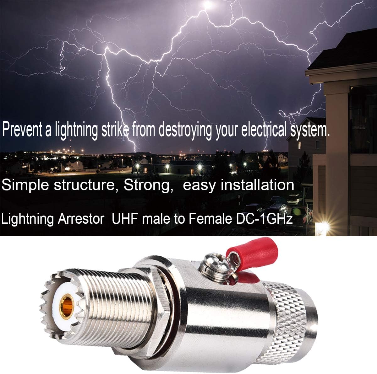 UHF Lightning Arrestor/Surge Protector for CB Ham TwoWay Radio Antenna