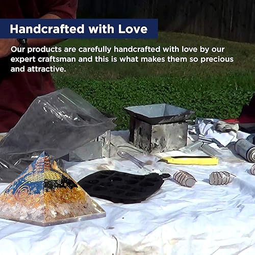 Miniatura 3 de Orgonite Crystal Orgone Pyramid for Triple Health Protection with Black Tourmaline, Citrine and Rose Quartz – Positive Energy Generator for Healing