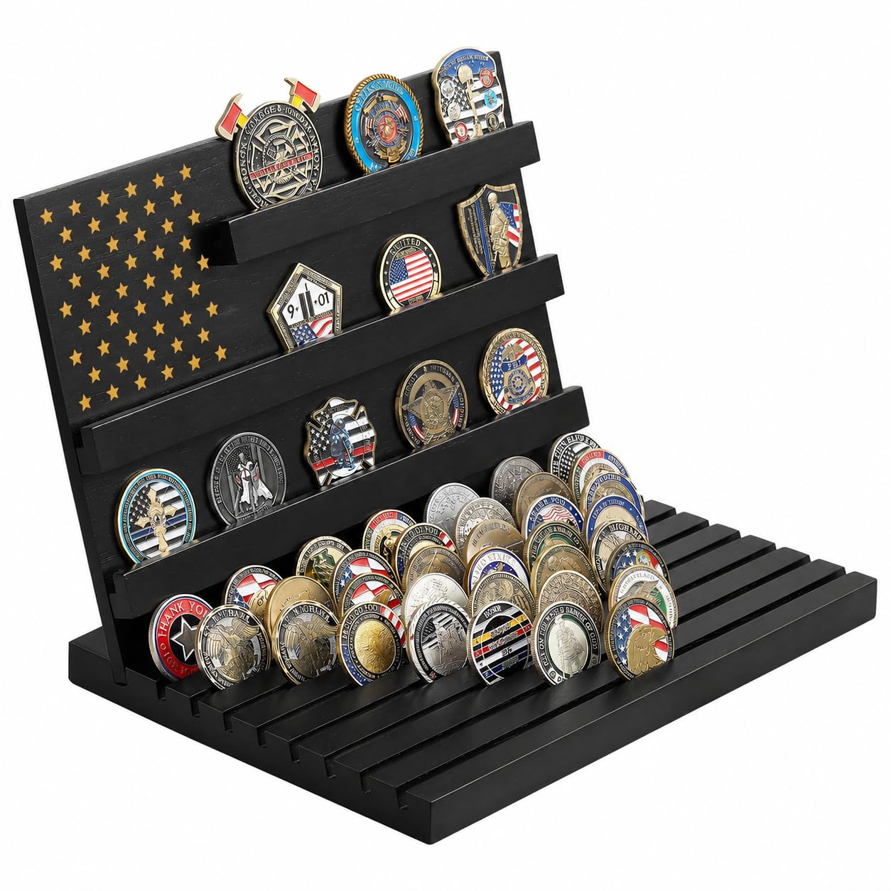 Challenge - Soporte militar para monedas de madera con capacidad para 80 monedas