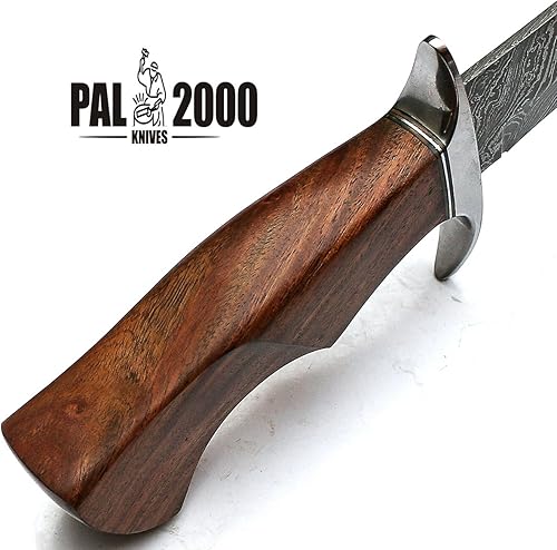 Miniatura 4 de PAL 2000 KNIVES Gladius hecho a mano forjado - Hoja fija de acero Damasco - Caza Viking - Cuchillo con funda de cuero (9291)