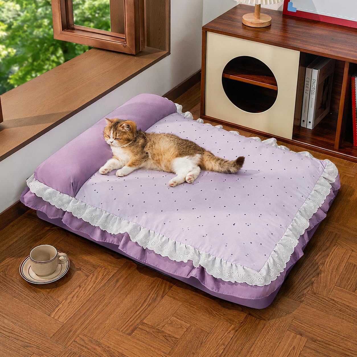 Lettino cane retrò francese, cuccia cane lavabile 62x43cm, per cani sotto 5kg e gatti, Violetto