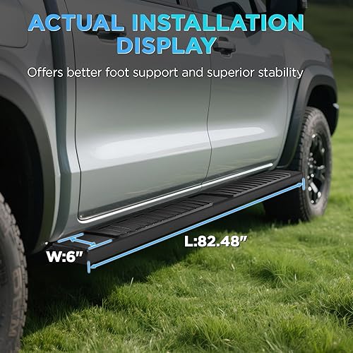 Miniatura 26 de PZ Estribos de acero inoxidable con espejo de 6 pulgadas, barra Nerf con escalón lateral, compatible con Ford F-150 2015-2024 2017-2024 F-250 F-350