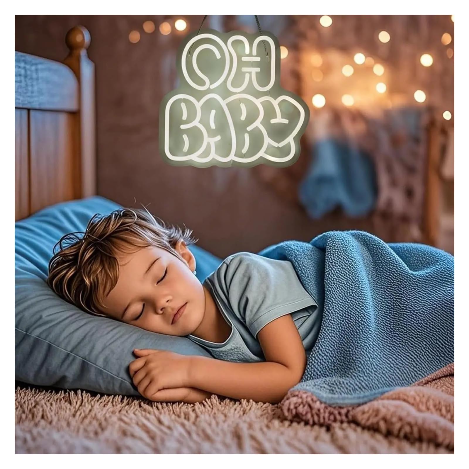 Scritta luminosa Insegna Al Neon Oh Baby Con Luce Dimmerabile Per Amanti Bambini Compleanni Matrimoni Camerette Decorazioni Da Parete 32cmx29.5cm(Bianca)